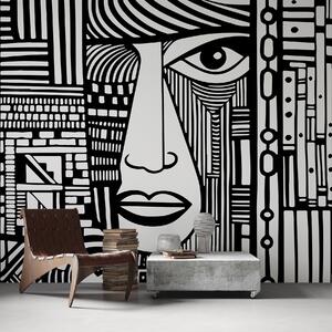 Fototapeta Černobílá kresba obličeje, Designové fototapety na zeď, Populární fototapety, u98713 - Tapeko.co.cz