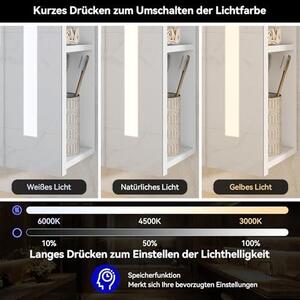 Zrcadlová skříňka do koupelny s LED osvětlením, rozměry 70x16x70 cm, koupelnová skříňka s policí a dveřmi, skříňka do koupelny se zrcadlem s LED osvětlením, bez mlhy, 3 barvy, stmívatelné, nástěnná skříňka se zrcadlem, barva: bílá