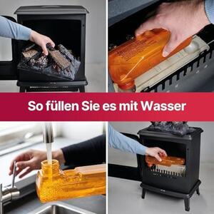 Elektrokrb Evandale – Elektrokrb s topením a efektem plamenů – 1000W / 2000W – Krb s párou – LED technologie Optimyst pro 3D efekt plamenů – Včetně dálkového ovládání – Černý
