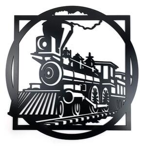 Dřevěná nástěnná dekorace Černá lokomotiva