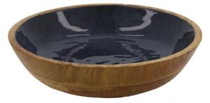 Miska dřevěná s keramickým vnitřkem modrá velká