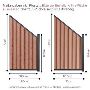 WPC panel šikmý, rozměry 173x95 cm, s podélnými pruhy – Šikmý panel pro oplocení, sloužící jako zakončení plotu, včetně hliníkových koncových sloupků, lze montovat na levou nebo pravou stranu