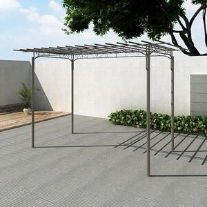 Ocelový pavilón, zahradní altán, zahradní domek, pergola, antracitová barva, rozměry 190x320 cm, odolné proti povětrnostním vlivům, vhodné pro růže a popínavé rostliny, pergola, opěrný systém, posezení, balkon, terasa