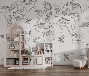 Fototapety Mapa světa dinosaurů dětská mapa světa, Fototapety dětské, Fototapety dinosauři, u98793 : uwalls.cz