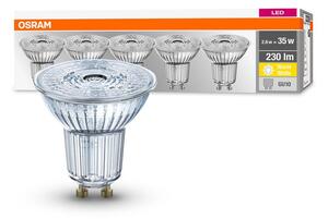 5 ks kvalitní LED bodovka GU10 2,6 W PAR16 BASE teplá bílá