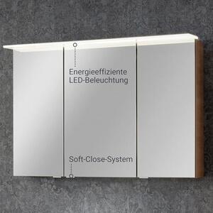 B.PERFEKT, LED zrcadlová skříňka, 100 cm, Imitace dub AST, světle hnědá barva, energeticky úsporné LED osvětlení, rozměry: 100 x 69,4 x 15,2 cm