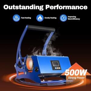 Tiskárna pro hrnky a termosky 6 v 1, sublimační tisk s digitálním ovládáním | Výkon 500 W, digitální nastavení teploty a času (0–200 °C), funkce paměti, automatický časovač