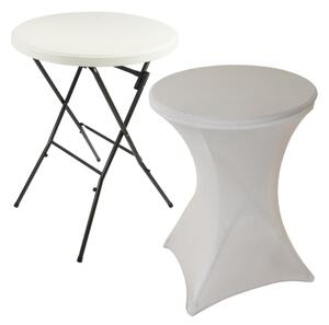 Párty stolek BISTRO vč. elastického potahu, světle šedá