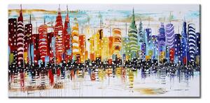 Ručně Malovaný obraz na stěnu MĚSTO - 50x100 cm