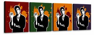 Ručně malovaný obraz POP Art Zjizvená tvář - AL PACINO 4 díly 200x50cm al37 - AL PACINO 4 dílný al37 - 160x40 cm