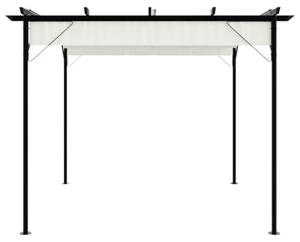 Pergola se zasouvací střechou, zahradní altán, stříška na terasu z kovu, zahradní altán s nastavitelnou stříškou, volně stojící, ochrana proti slunci pro terasu a zahradu, krémově bílá, ocel, 3x3 metry