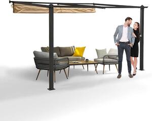 - Zahrádková pergola, altán, stříška na terasu, nástěnná pergola Siros 3x4 m – vodotěsná a stabilní ochrana proti slunci pro terasu, volně stojící altán, altán s grilem, markýza jako sluneční clona