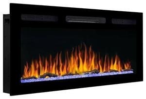 Elektrokrb AF40WR Multicolor, elektrický vestavný krb s topením 900/1800 W, realistický 3D efekt plamenů, LED osvětlení, dálkové ovládání, časovač, termostat, zvuk praskání dřeva, černá barva