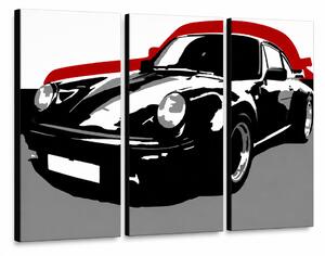 Ručně malovaný obraz POP Art s motivem PORSCHE 911, 3 díly, por5 - 60x40 cm