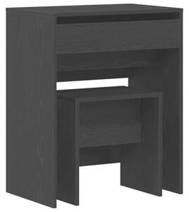Kosmetický stolek se sklopným zrcadlem a taburetkou, barva: ořech, černý lak, rozměry: 60 x 40 x 75 cm, materiál: dřevo