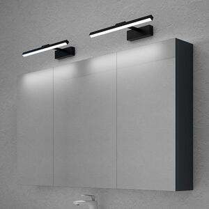 Zrcadlová skříňka, matná barva antracit, rozměry 120x70 cm, s LED osvětlením zrcadla | LED zrcadlové světlo, otočná o 180°, barva černá, rozměry 40*2 cm, nástěnná skříňka, úložná skříňka, zrcadlová skříňka - model 02
