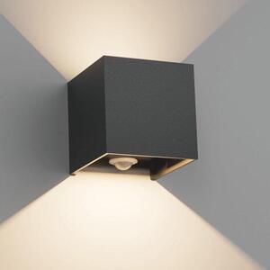 Nástěnná lampa se senzorem – venkovní LED svítidlo – pro bezpečný vstup – nastavitelné světelné kužely – 12 wattů – černá barva