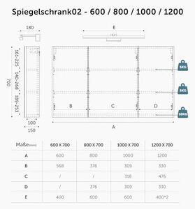 Zrcadlová skříňka, matná barva antracit, rozměry 120x70 cm, s LED osvětlením zrcadla | LED zrcadlové světlo, otočná o 180°, barva černá, rozměry 40*2 cm, nástěnná skříňka, úložná skříňka, zrcadlová skříňka - model 02