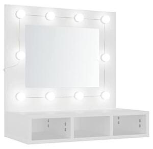 Zrcadlová skříňka s LED osvětlením, bílá, rozměry 60 x 31,5 x 62 cm. Zrcadlová skříňka do koupelny s osvětlením. Zrcadlové skříňky do koupelny. Zrcadlo do koupelny, skříňka