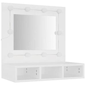 Zrcadlová skříňka s LED osvětlením, bílá, rozměry 60 x 31,5 x 62 cm. Zrcadlová skříňka do koupelny s osvětlením. Zrcadlové skříňky do koupelny. Zrcadlo do koupelny, skříňka