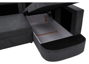 Grafitová rohová sedací souprava se 2 úložnými prostory NESSI pravá
