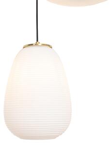 Designová závěsná lampa zlatá 3-světelná s opálovým sklem - Hero