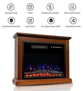 23palcový elektrický krb, elektrický krb s topením, 3D barevné efekty plamenů, dálkové ovládání, ochrana proti přehřátí, časovač, včetně skříňky (23 palců)