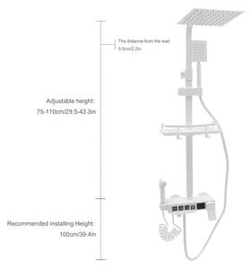 LED klávesy pro klavír, sada sprchových hlavic, sprchový systém z nerezové oceli se sprchovým tácem, nastavitelné provedení, úložný košík a podstavec, dlouhá sprchová hadice, sprchová hlavice s plástvovým vzorem, vhodné pro hotely