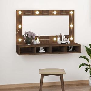 Zrcadlová skříňka s LED osvětlením, barva: imitace dubu, rozměry: 90 x 31,5 x 62 cm. Zrcadlová skříňka do koupelny s osvětlením. Zrcadlové skříňky do koupelny. Zrcadlo do koupelny, skříňka