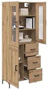 Nástěnná komoda, 2 díly, barva Artisan Oak, rozměry 69,5 x 34 x 180 cm, materiál: dřevotříska, moderní design, vhodná do obývacího pokoje, chodby, jídelny, poskytuje úložný prostor