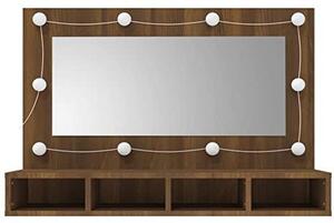 Zrcadlová skříňka s LED osvětlením, barva: imitace dubu, rozměry: 90 x 31,5 x 62 cm. Zrcadlová skříňka do koupelny s osvětlením. Zrcadlové skříňky do koupelny. Zrcadlo do koupelny, skříňka