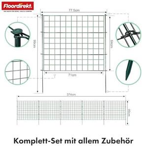 Plotová zábrana, zahradní plot, plot z pletiva, kompletní sada, kov, 5 kusů, rovné prvky, plot do země pro zahradu, sada pletivových plotů, ohrada pro zvířata, barva antracit (tmavě šedá), značka Pablo