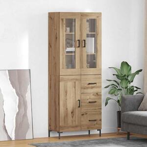 Nástěnná komoda, 2 díly, barva Artisan Oak, rozměry 69,5 x 34 x 180 cm, materiál: dřevotříska, moderní design, vhodná do obývacího pokoje, chodby, jídelny, poskytuje úložný prostor
