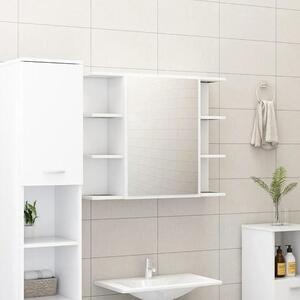 Zrcadlová skříňka do koupelny, koupelnová skříňka, bílá, 80x20,5x64 cm, materiál: dřevovláknitá deska, vhodná do obývacího pokoje, jídelny, koupelny, předsíně, toalety, recepce