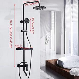Sprchový systém, kompletní sada sprchové armatury 3 v 1. Sprchový set s velkou sprchovou hlavicí a baterií, s nastavitelnou délkou 78–115 cm, vhodný pro různé koupelny