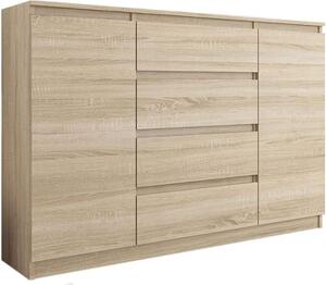 Komoda se skříňkami a zásuvkami, Imitace Sonoma, rozměry 140 x 40 x 98 cm - Modern R140S4