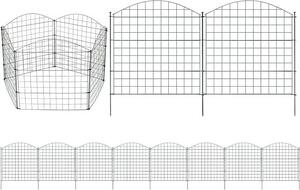Plotová zábrana, plotová síť, zahradní plot, kovové plotové prvky, plot, zahrada, zahradní plot, výběh pro zvířata, volný výběh, plot pro psy, 10 plotových prvků, 12 upevňovacích tyčí (zelená barva, horní část)
