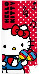 Bavlněná plážová osuška Hello Kitty - motiv Malá hudebnice - 100% bavlna - 70 x 140 cm