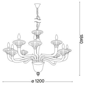 Ideal Lux - Lustr na řetězu BRIGITTA 12xE14/40W/230V pr. 120 cm mosaz