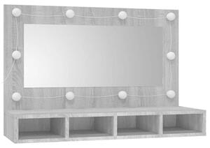 Zrcadlová skříňka s LED osvětlením, barva: šedý sonoma, rozměry: 90 x 31,5 x 62 cm. Skříňka pod umyvadlo vyrobená z dřevotřísky, s úložným prostorem a USB portem. Vhodná do koupelny, toalety nebo pro hosty