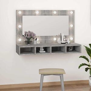 Zrcadlová skříňka s LED osvětlením, barva: šedý sonoma, rozměry: 90 x 31,5 x 62 cm. Skříňka pod umyvadlo vyrobená z dřevotřísky, s úložným prostorem a USB portem. Vhodná do koupelny, toalety nebo pro hosty