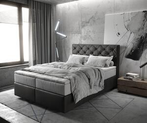 DELIFE Boxspring postel Dream-Great 140x200 cm mikrovlákno antracitová vintage s taštičkovou pružinovou matrací a visco topperem