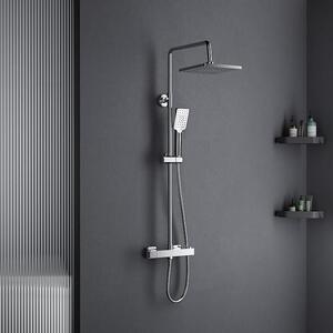 Kompletní sada sprchové baterie, dešťová sprcha s termostatem, sprchový systém s termostatem, výškově nastavitelná dešťová sprcha 80–115 cm, sprchové systémy s hlavovou sprchou 8 palců a ruční sprchou do koupelny