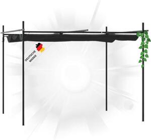 Stříška na terasu se sklopnou střechou OLIMP | Antracitová barva, rozměry 295x292x230 cm | Pergola, zahradní altán, opěrka pro rostliny, ochrana proti slunci, zahradní pergola, zahradní altán se stříškou