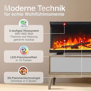 Elektrokamin Lea PRO 60 s topením [volně stojící, vestavěný, nástěnný] | 3 v 1, elektrický krb s panoramatickým výhledem, LED efekt plamene ve 12 barvách, časovač, termostat, dálkové ovládání, příslušenství, černá barva