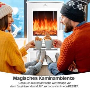 Elektrický krb s topným výkonem, panoramatickým výhledovým oknem, topným ventilátorem, 9 LED režimy plamenného efektu, dálkovým ovládáním, WiFi aplikací, výkonem 900/1800W. Elektrický krb s termostatem, topnou funkcí a časovačem