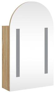 Elegantní zrcadlová skříňka s LED osvětlením a vnitřními policemi – barva dubu, dřevotřísková deska, rozměry 42 x 13 x 70 cm, model pro koupelnu 357976