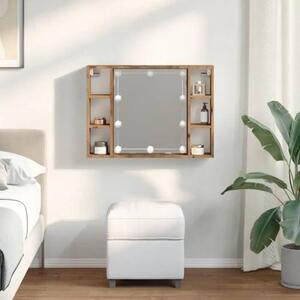 Zrcadlová skříňka s LED osvětlením, ručně vyrobená, rozměry 76 x 15 x 55 cm, vícevrstvá. Komoda, kuchyňská skříňka, úložná skříň do obývacího pokoje