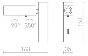 FADO I nástěnná černá 230V LED 3W 45° 3000K - RED - DESIGN RENDL