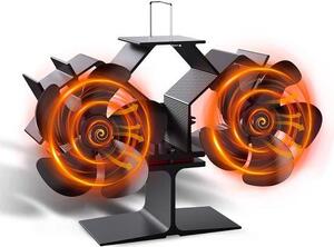 Ventilátor na topení – Černý – 5 lopatek – Není elektrický – Vhodný pro kamna a otevřené krby